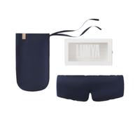 Lunya Washable Silk Sleeping Mask - Thermoregulating Mulberry Silk, Light Blocking and Comfortable Fit - Sleep Mask for Women and Men with Box - Deep Blue - Large