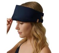 Lunya Weighted Silk Sleep Mask - Mulberry Silk Eye Cover with Cooling Glass Beads, Noise-Reducing Fit, Washable Fabric, and Travel Pouch - Sleeping Mask for Men and Women - Deep Blue - Small