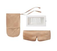 Lunya Weighted Silk Sleep Mask - Mulberry Silk Eye Cover with Cooling Glass Beads, Noise-Reducing Fit, Washable Fabric, and Travel Pouch - Sleeping Mask for Men and Women - Hushed Tan - Small
