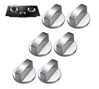 Lunyloer Gas Stove Knob, 6 Pcs 6MM Universal Gas Hob Knobs, Universal Cooker Knobs for Gas Cooker Kitchen Hob Various Ovens(Silver)