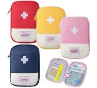 Lunyloer Medicine Bag, Pack of 4 Medicine Bag, Travel Pharmacy Bag, Mini First Aid Kit, Portable First Aid Bag, Empty, Travel Pharmacy Bag for Family, School, Outdoor Travel