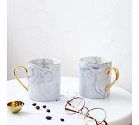 LUNYY 1Pcs Gold Handle Ceramic Mug Bone China Cup Grey Pink Colors Travel Coffee Mug Marble Pattern Phnom Penh Tea Milk Cups and Mugs Gifts