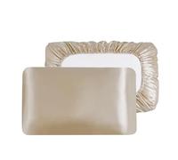 LUNYY Memory Elastic Band Pillow Case Satin Silk Pillowcase Solid Color Pillow Cases Pillow Cover Pillowcases