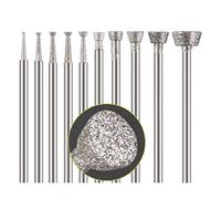Luo ke 10 Pcs Diamond Burr - 3/32 Inch Shank Diamond Mounted Grinding Bits Stone Carving Set for Rotary includes Dremel (Inverted Trapezoid Shape)