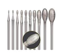 Luo ke 10 Pcs Diamond Burr, 3/32 Inch Shank Stone Carving Bits For Rotary Tools (Oval Shape)