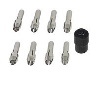 Luo ke 9Pcs Quickly Changed Rotary Collet Set Clamping Nut Fits For Dremel | Durable Shiny Stainless Steel Collet Brass Chuck Fits Dremel Rotary Tools Including 4 Size (Silver)