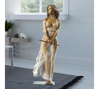 Luo Li Rong Bronze Sculpture, 23.6" 'Elegant Woman in The Wind' Statue, Lost-Wax Cast Artwork with Flowing Gown, Museum-Quality Art for Home Décor & Luxury Gift