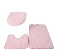 LuoAXINN 3pcs Bathroom Set Rug Toilet Lid Cover Plain Solid Color Bathmats Rugs Kit Non-Slip Fluffy Home Carpets for Bathroom for Bathroom Toilet Shower(Pink)