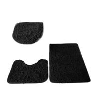 LuoAXINN 3pcs Bathroom Set Rug Toilet Lid Cover Plain Solid Color Bathmats Rugs Kit Non-Slip Fluffy Home Carpets for Bathroom for Bathroom Toilet Shower(Black)