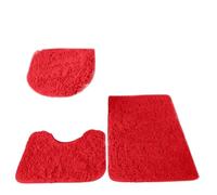 LuoAXINN 3pcs Bathroom Set Rug Toilet Lid Cover Plain Solid Color Bathmats Rugs Kit Non-Slip Fluffy Home Carpets for Bathroom for Bathroom Toilet Shower(Red)