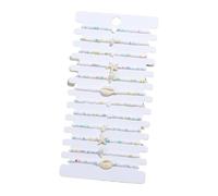 LuoAXINN Beach Bracelets 12-Piece Multi-Color Beige Pearl Star Shell Beaded Woven Bracelet Adjustable Beach Vacation Fashionable Ladies Accessory for Women(Ocean Series 1)