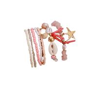 LuoAXINN Beach Bracelets 6pcs/set Bohemian Rice Bead Starfish Bracelet, Shell Coral Bracelets Set,Handmade Beaded for Women Beach for Women
