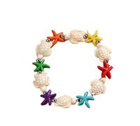 LuoAXINN Beach Bracelets Boho Imitation Pearl Cowrie Shell Bracelet for Women Gold Color Starfish Chain Bangle Summer Beach Vacation Jewelry for Women(Color 9)
