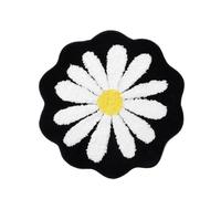 LuoAXINN Flower Bath Mat Daisy Flocking Bath Mat | Non-Slip Absorbent Bathroom Rug Carpet For Shower Entrance Living Room Round(Black)