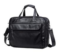 LuoAXINN Genuine Leather Men A4 Office Bag Handbag Business Casual Men's Travel Bag 15.6" Laptop Shoulder Bags Tote Briefcase for Men Women to Work Travel School(Black)