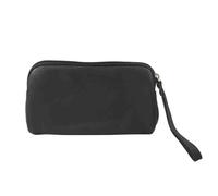 LuoAXINN Leisure Cowhide Women Clutch Bag Personalize Letters Female Wristlet Purse Bag Vintage Pencil Makeup Zip Pouch for Travel Shopping(Black)