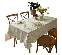 LuoAXINN Ruffle Tablecloth Cotton Printed Table Cloth Green Plants Flowers Lotus Leaf Edges Coffe Tea Tablecloths Cover Decoration(Color 2,100x140cm)