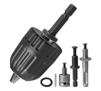 Luobannm 0.8-10mm Keyless Drill Chuck Adapter 1/4"Hex Shank Lock Key 1/2" Socket Square Adapter, Drill Chuck forImpact Driver