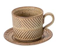 Luobannm 280ml Elegant Ceramic Tea Cup Set with Saucer - Luxury Afternoon Tea, Retro Coffee Mug, High-End Stoneware for Home Use