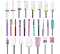 Luobannm 3/32inch Ceramic Safety for Nail Drill Bits Set 26pcs, Professional for Nail Drill, for Acrylic Tech Manicure Pedicure