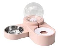 Luobannm 3 in 1 Drinking Bowl Pet Cat Dog Automatic Feeder Water Dispenser Food Container 1.8L Pink