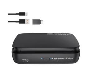 Luobannm Car CD DVD Player Portable CD Player Music Player Carplay AI Box for Wired to Wireless CarPlay Adapter & Android Auto