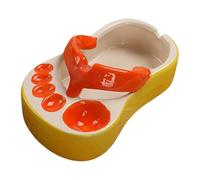 Luobannm Cartoon Footprints Ashtray Flip-Flop Ceramic Ashtray for Restaurant Home Orange Color