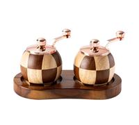 Luobannm Checkerboard Hand Crank Salt and Pepper Grinder Set Fashion Manual Grinder Kitchen Gift