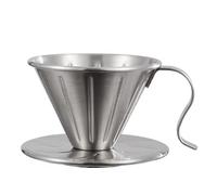 Luobannm Coffee Dripper with Holder Coffee Maker with Handle Three-Dimensional Diversion Thickened 304 Stainless Steel Pour-over Coffee Filter Cup