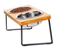 Luobannm Elevated Cat Bowls with 32 Oz Stainless Steel Food Bowls, Non-Slip Feeder,15° Tilt Design for Pets Dish