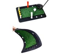 Luobannm Golf Hitting Mat Mini Training Practice Rubber Pad Golf Impact Practice Mat for Swing Chipping Putting