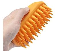 Luobannm Pet Shampoo Brush for Dogs Cats-Medium Large Sizes, Anti-Skid Rubber Design for Long& Short Hair Animal Grooming Mouse Orange