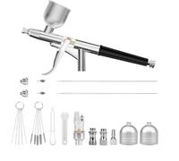 LuobannmAirbrush Kit Featuring 0.2, 0.4& 0.5mm Needle/Cleaning Set- Includes 2 1/3 Oz Fluid Cups for Painting& Cake Decoration