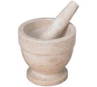 LuobannmChampagne Marble Mortar and Pestle Set Spice Garlic Grinder, Beige
