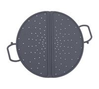 LuobannmFoldable Steamer Basket 12 Inches,Gray Silicone, Double-Sided Design with Handles for Wok and Pan
