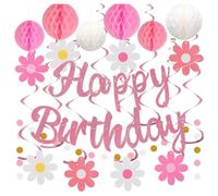 LuobannmHoneycomb Balls Pre-Strung Happy Birthday Banner Happy Birthday Party Decorations