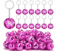 LuobannmMini Disco Ball Key Chain, 25Pcs Rose Red Disco Ball Keychains Bulk for Party Favors for Parties for Party Decorations