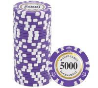 LUOBAO Clay Purple Crown Poker Chips 25pc Set, Value Account 5000,High End 13.5g Chips Poker for Texas Hold'em and Blackjack Premium Home Game Nights & Family Gatherings Casino Gambling