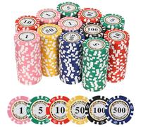 LUOBAO Premium Numbered Poker Chips for Card Board Game,for Texas Hold'em, Blackjack,Card Club or Late Night Poker Games