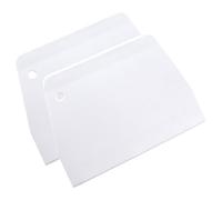 LuoCoCo 2pcs Trapezoidal Plastic Flexible Dough Scraper, Multipurpose Household Bakery Bowl Spatula Cutters, Hard Butter Cream Smoother for Kitchen Backing Pizza/Dough/Pastry/Cake/Bread (White)