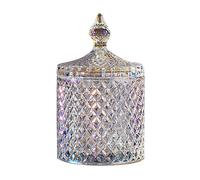 LuoCoCo Crystal Candy Jar with Lids, 18 cm Clear Diamond Glass Candy Jar for Wedding/Buffet/Candy Bar/Favours/Bathroom (10.3 x 10.3 x 18 cm)