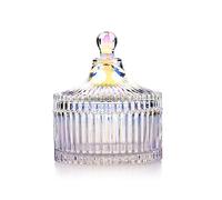 LuoCoCo Crystal Glass Storage Jar with Lid, Tent Shaped Sweet/Candy Dish, Table Deco Jewellery Jar, Food Bowl for Household Bathroom Party Wedding Valentines Gift Her Girl/Women Colorful, Large