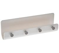 LuoCoCo Modern Mail Holder and Key Rack Wall Mounted, Letter Post Organizer with 4 Key Hooks and 2 Pack 3M Self Adhesive Tape, Letter Box, Mail Porch Shelf, White 1 PCS