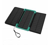 Luocute 10000mAh Solar Power Bank UPS, LED Digital Display 3 Foldable Solar Panels PD Fast Charging USB C Input Output, with SOS Flashlight and Battery Guard