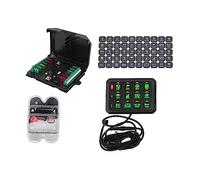 Luocute 12 Gang Switch Panel, CNC Machined Aluminum RGB LED IP65 Water Proof Multifunction Toggle Switch with 5 Level Brightness Adjustment, for Truck Boat SUV ATV UTV Offroad Marine