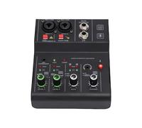 Luocute 2 Channel BT Audio Mixer, DJ Sound Controller with Multiple Inputs Phantom Power MP3 AUX Output Independent Control Knobs Metal Shell for Recording Stage Performance (Black)