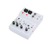 Luocute 2 Channel Sound Mixer, DJ Controller with Multiple Inputs Phantom Power MP3 AUX Output Independent Control Knobs Metal Shell, Suitable for Recording Stage Performance (White)