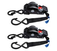 Luocute 2 Pack Retractable Ratchet Straps, Heavy Duty Self Retracting Tie Down Straps with 1800 Lbs Break Strength, for Truck Trailer Motorcycle ATV Cargo Transport