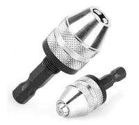 Luocute 2 Pcs Drill Chuck, 1/4 Inch Keyless Drill Bit Chuck Hex Shank Adapter, with Aluminum Alloy Body, for Impact Driver and Power Tools 0.3-3.6mm