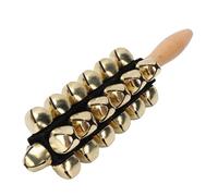 Luocute 25 Sleigh Bell, Sound Quality Handheld Percussion Instrument with Beechwood Handle, Hand Percussion Jingle Bells for Xmas Carols Parties Music Training Stage Performances